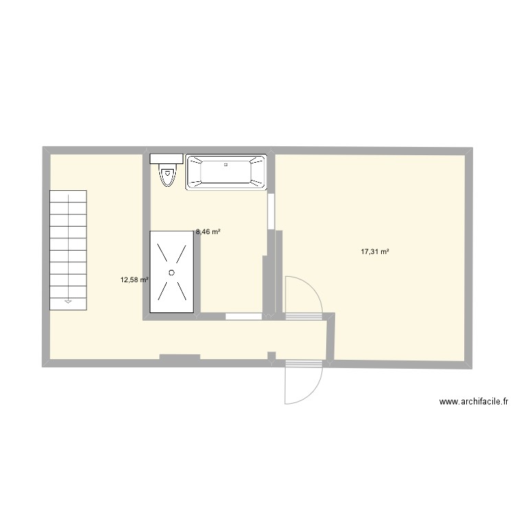 Chauffage sol. Plan de 3 pièces et 38 m2