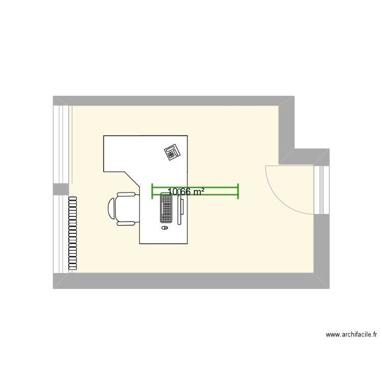 Bureau. Plan de 1 pièce et 11 m2