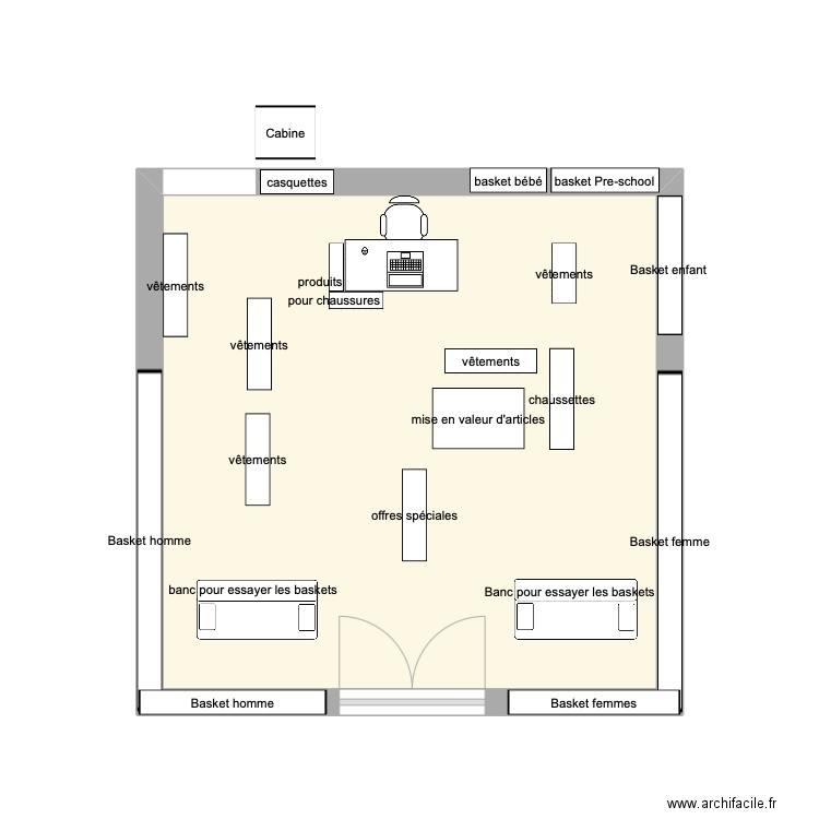 FOOTLOCKER. Plan de 1 pièce et 23 m2