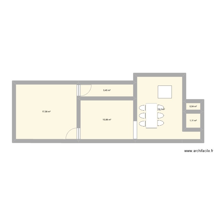 Poulet town. Plan de 6 pièces et 49 m2