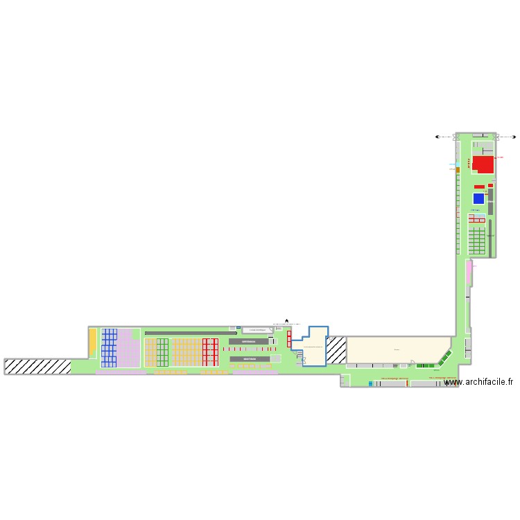 Atelier cartons marquage sol. Plan de 6 pièces et 1362 m2