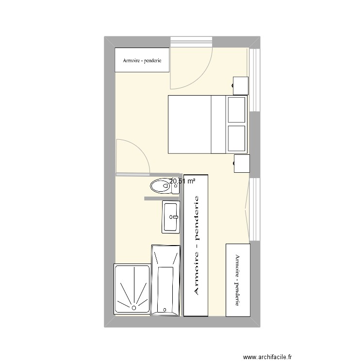 CHAMBRE GERALDINE 1. Plan de 1 pièce et 21 m2