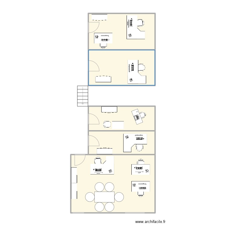 bureaux. Plan de 5 pièces et 72 m2