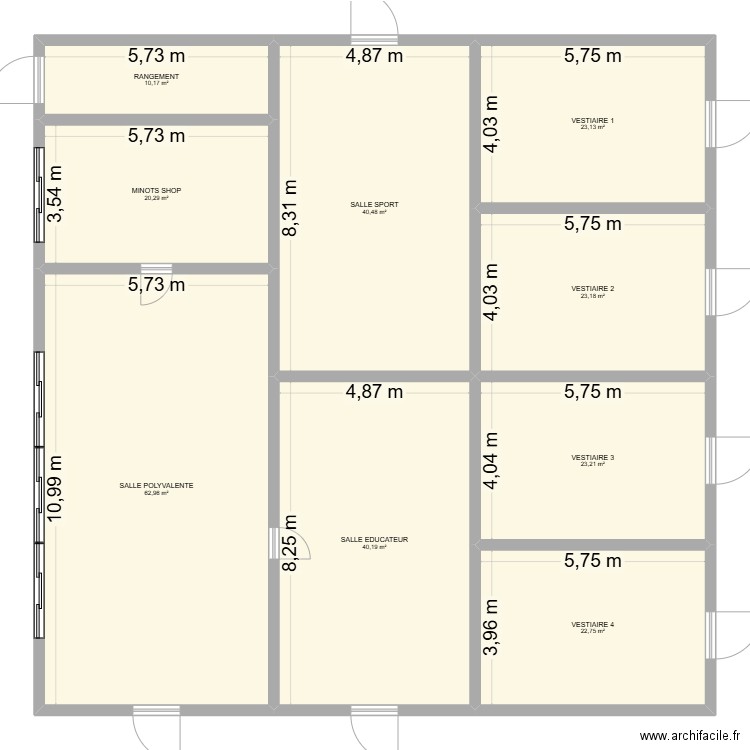 VESTIAIREV2. Plan de 9 pièces et 266 m2