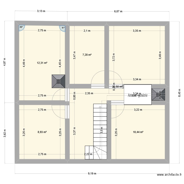 1ere étage justine. Plan de 5 pièces et 63 m2