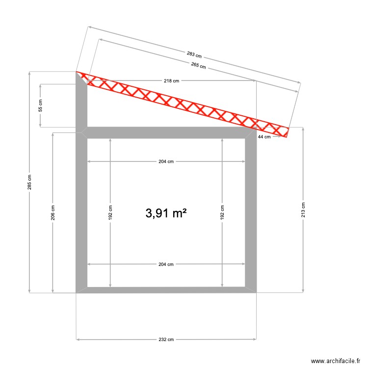 Maud coupe 1. Plan de 1 pièce et 4 m2