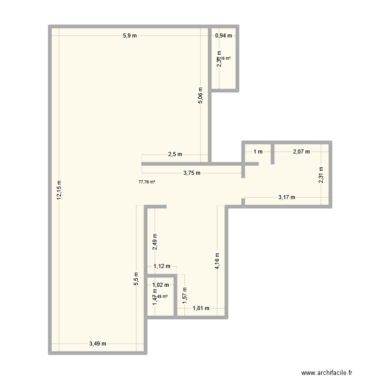 Ormes. Plan de 3 pièces et 81 m2