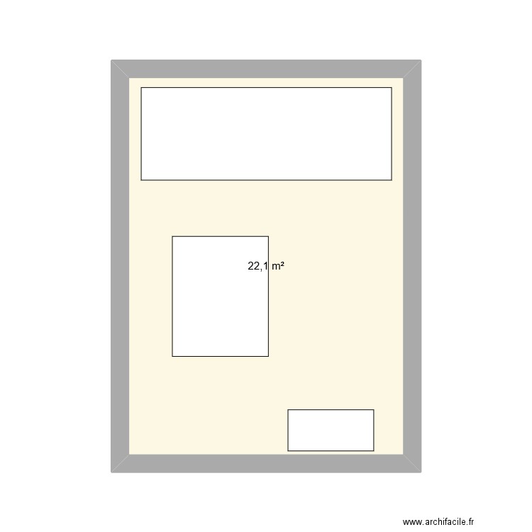 terrasse. Plan de 1 pièce et 22 m2