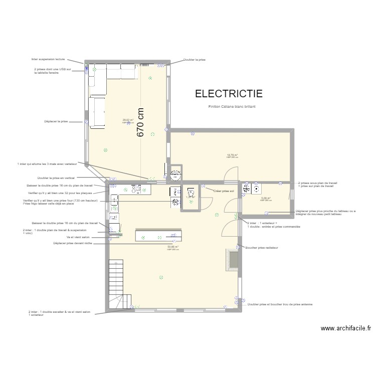 Chasselay plan travaux. Plan de 11 pièces et 167 m2