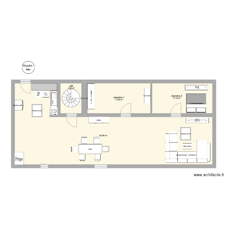 maison. Plan de 5 pièces et 93 m2