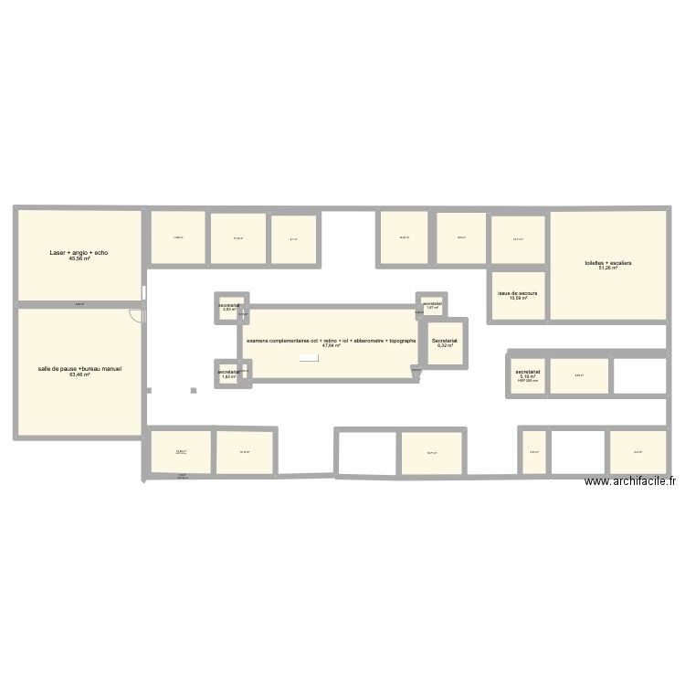 local ophta. Plan de 28 pièces et 358 m2