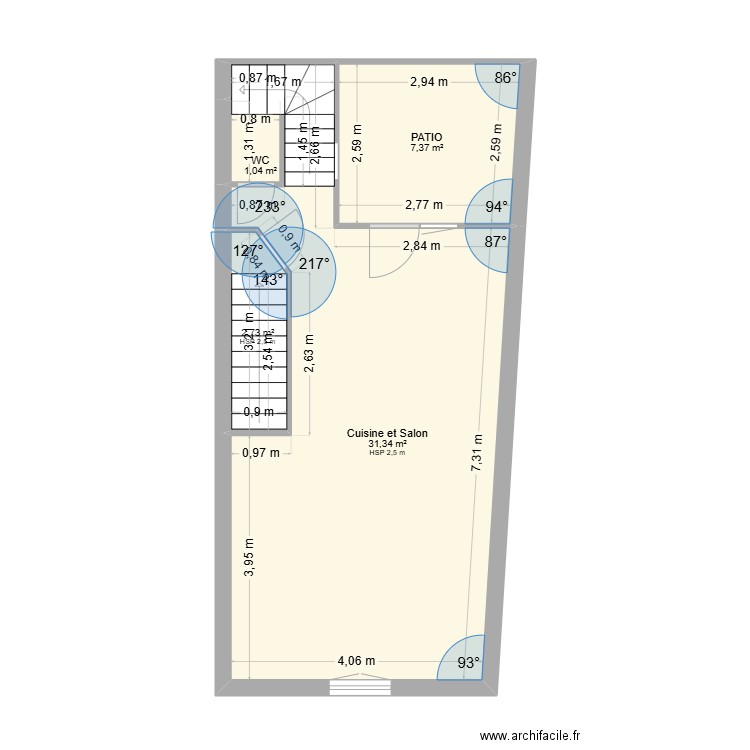 LADET RDC. Plan de 4 pièces et 42 m2