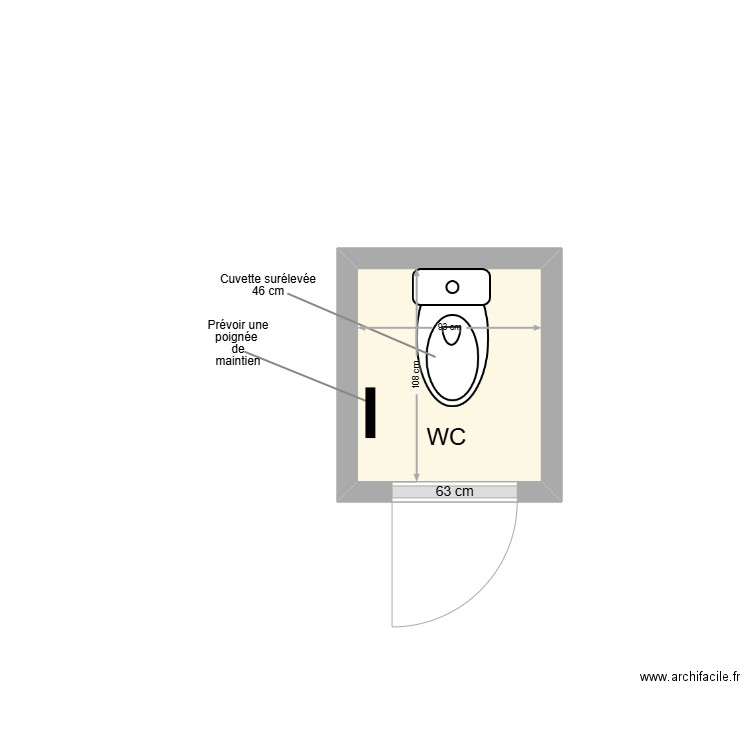 POPLINEAU WC . Plan de 1 pièce et 1 m2