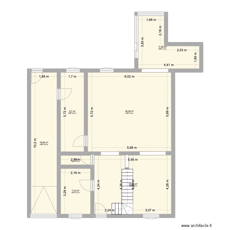 nuestra casa. Plan de 7 pièces et 106 m2