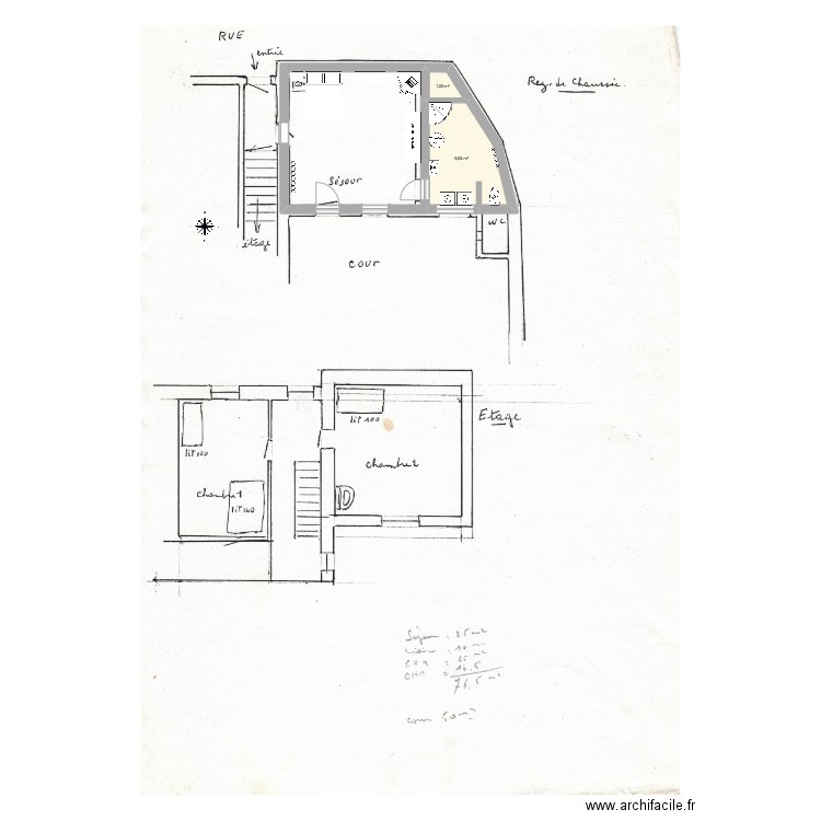 Salle de bain. Plan de 2 pièces et 11 m2