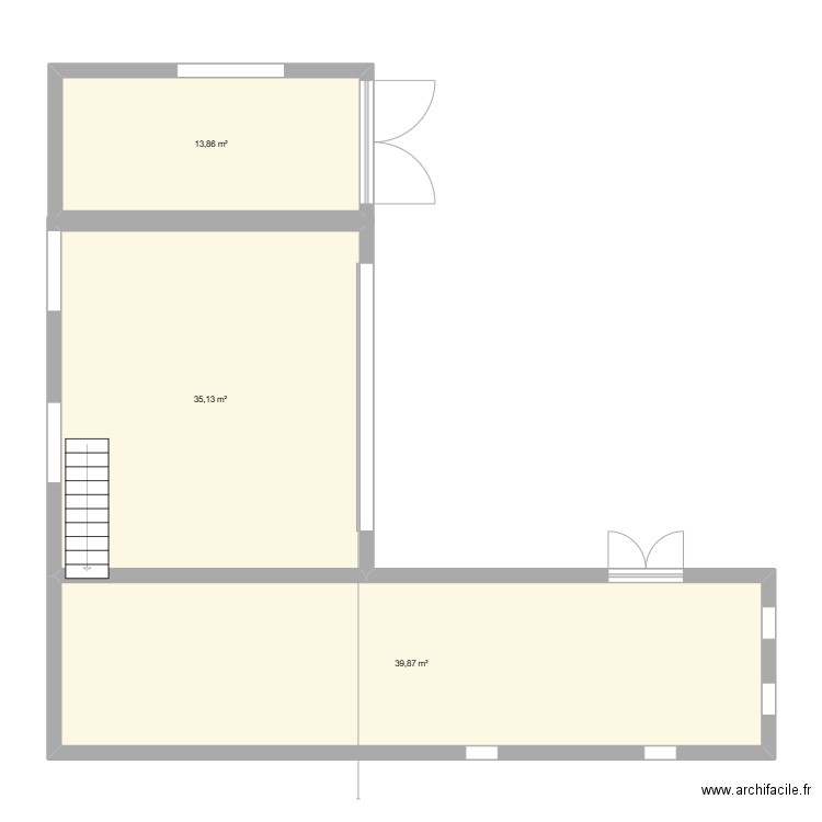 hangar. Plan de 3 pièces et 89 m2