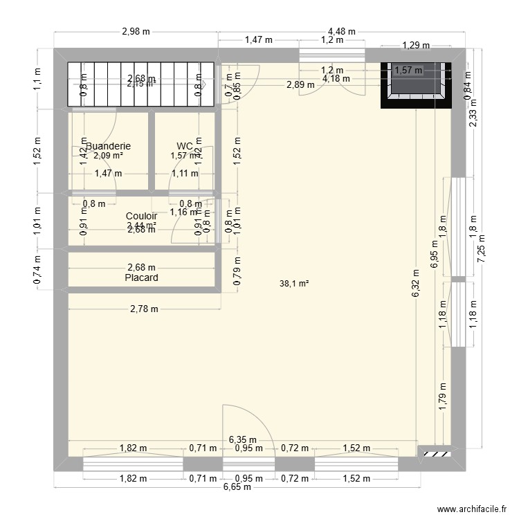 Maison Riom - RDC - Mesures OK. Plan de 7 pièces et 48 m2