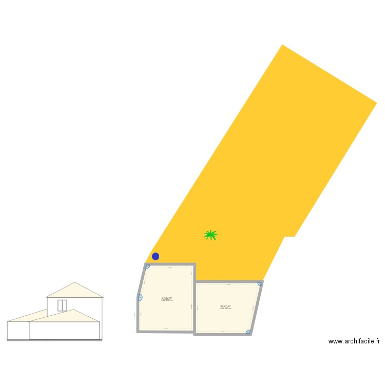 plan coupe. Plan de 3 pièces et 170 m2