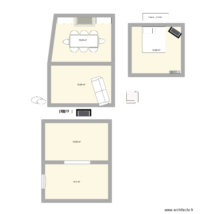 SAL / SAM Cone. Plan de 5 pièces et 69 m2