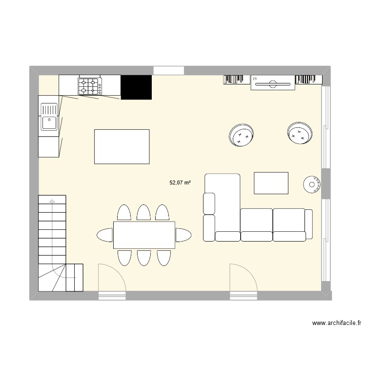 quiberville2. Plan de 1 pièce et 52 m2