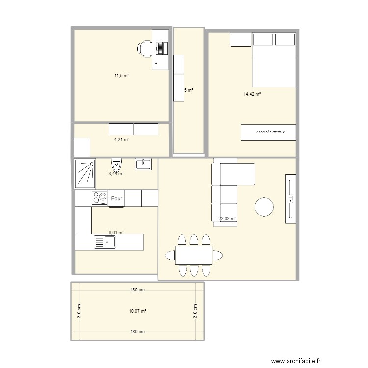 ayent1. Plan de 8 pièces et 80 m2