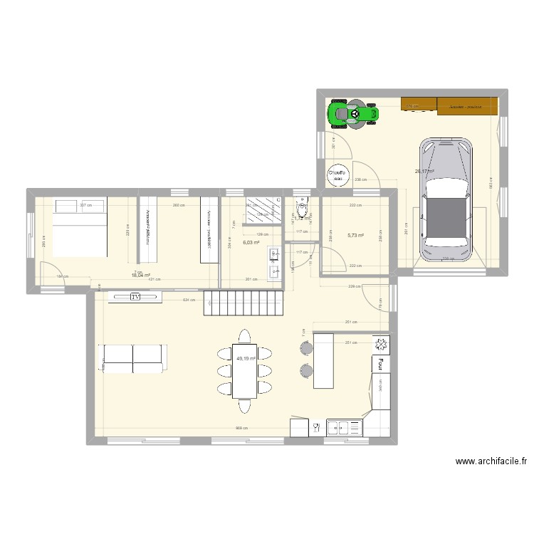 Ploulec'h_RDC. Plan de 6 pièces et 107 m2