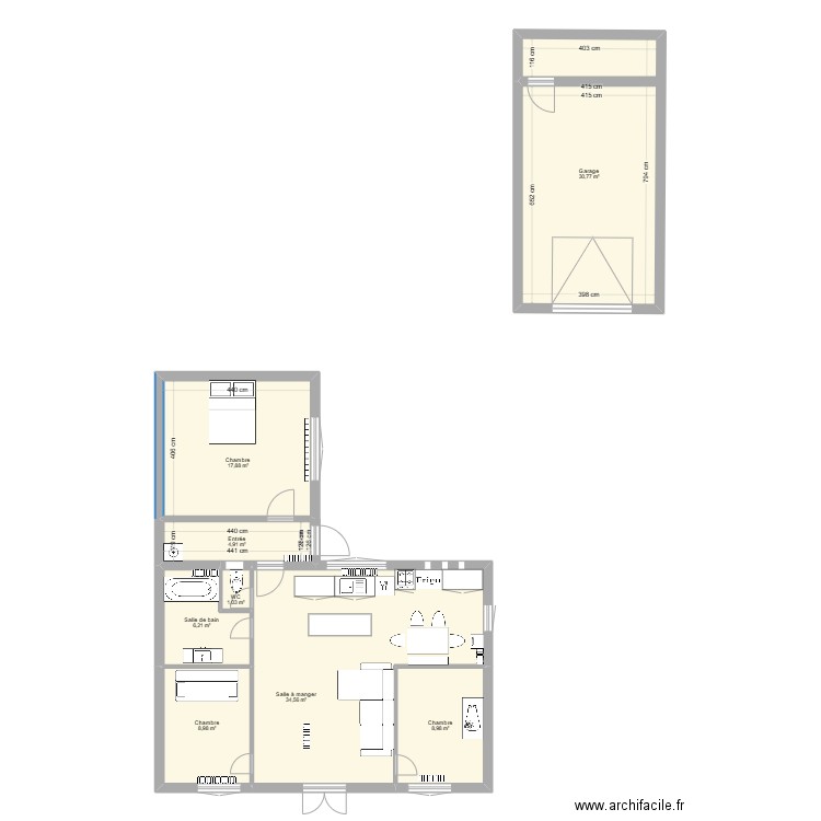 maison capitaine. Plan de 8 pièces et 113 m2