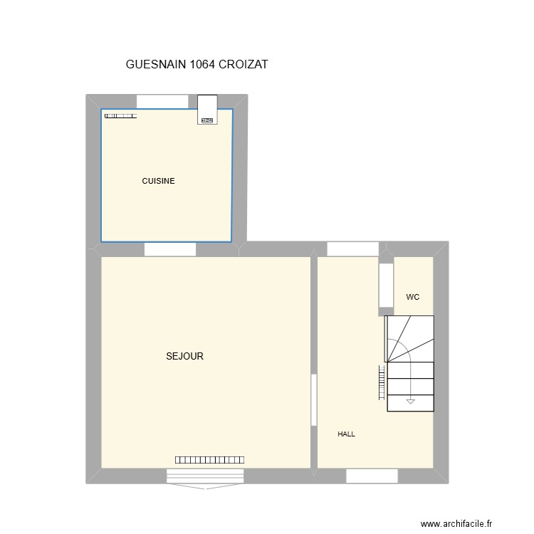 1063 CROIZAT GUESNAIN. Plan de 3 pièces et 26 m2