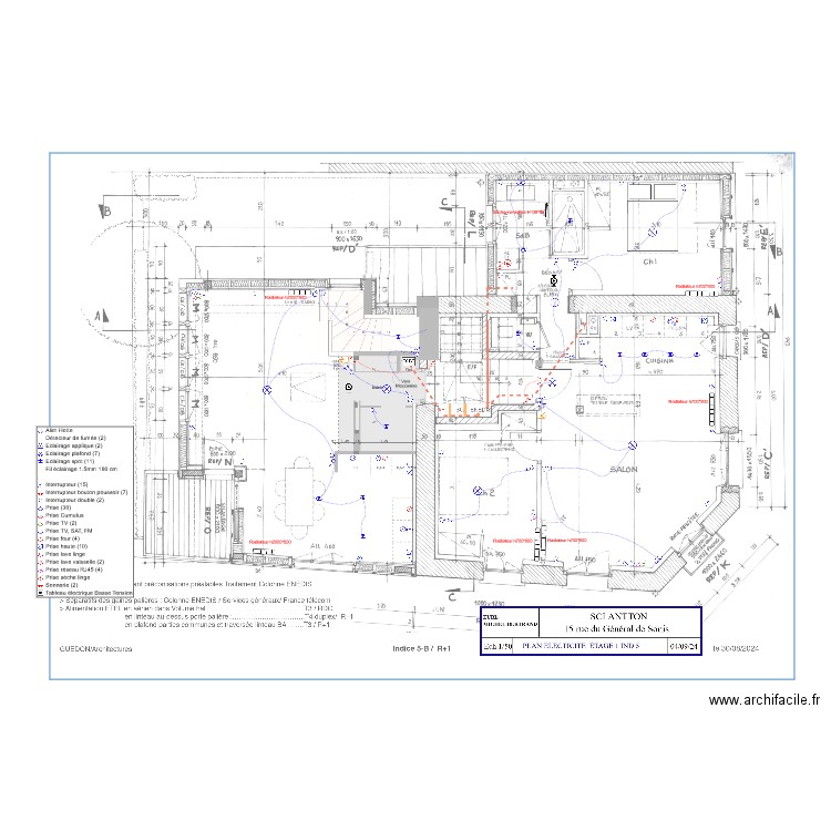 PLAN ELECTRICITE  ETAGE 1 ind 5. Plan de 0 pièce et 0 m2