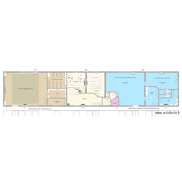 Danse maternelle 5. Plan de 19 pièces et 388 m2