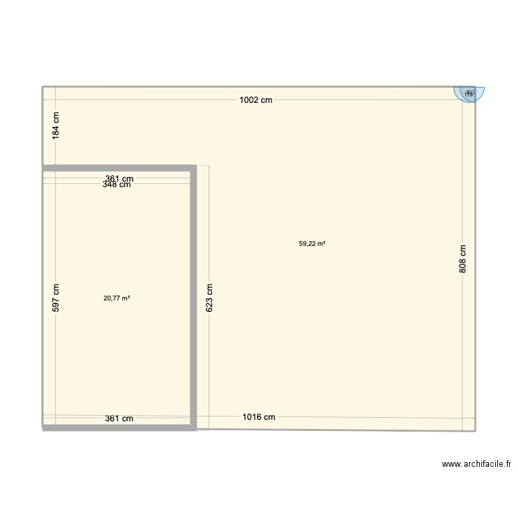 plan terrain. Plan de 2 pièces et 80 m2