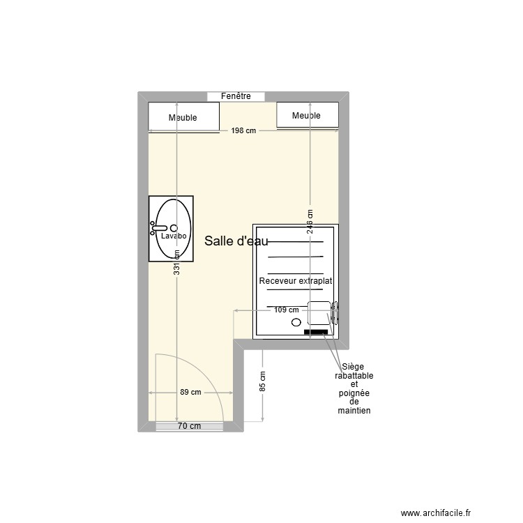 AGUILERA SDB Adaptation. Plan de 1 pièce et 6 m2