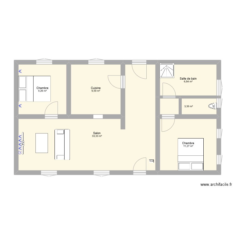 Steinbach. Plan de 6 pièces et 74 m2