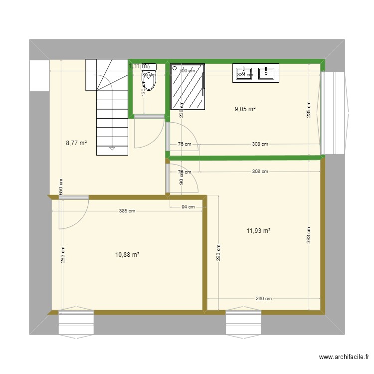 étage coter wc sdb. Plan de 5 pièces et 78 m2