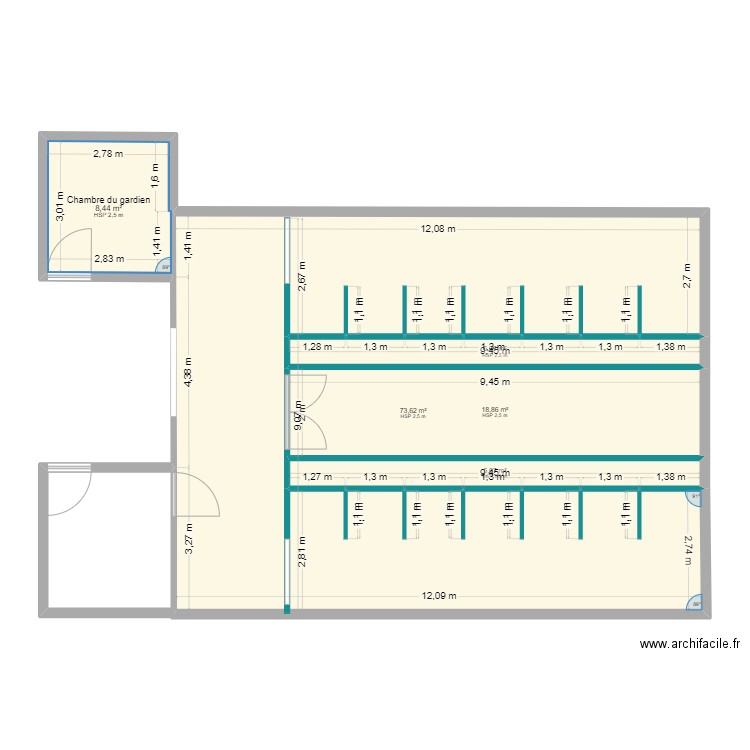 ETABLE CNFZV.F. Plan de 5 pièces et 112 m2