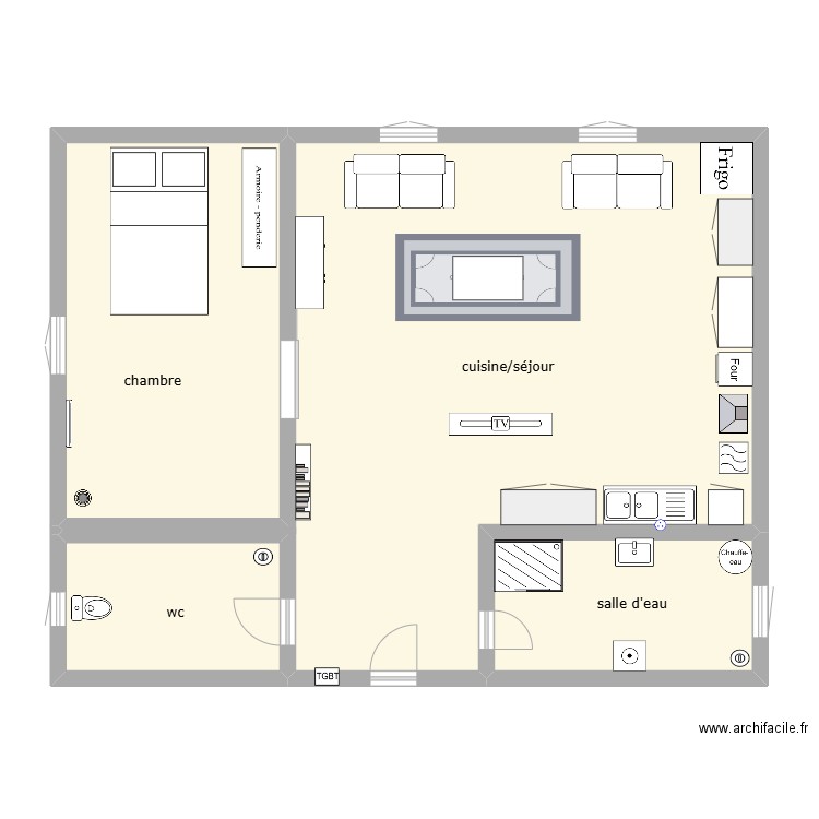 117 gdg. Plan de 4 pièces et 101 m2