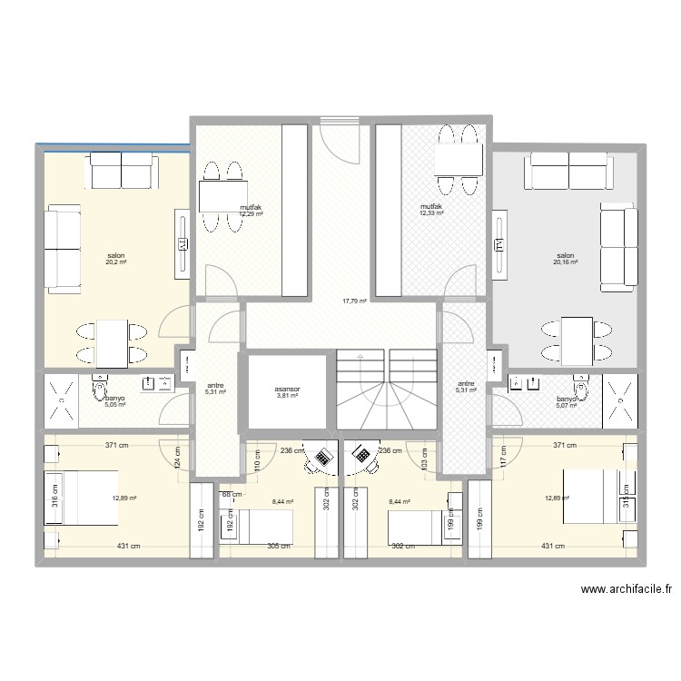  celaliye 16 daire  bahçe kat modifier. Plan de 14 pièces et 150 m2