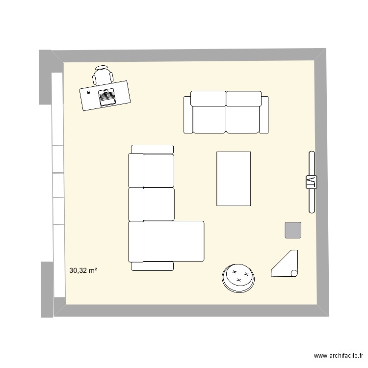 Plan salon 30 v2. Plan de 1 pièce et 30 m2