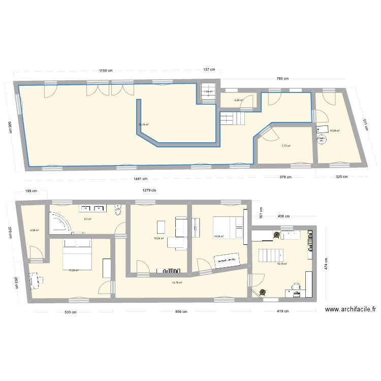 Berneuil-en-Bray. Plan de 12 pièces et 184 m2