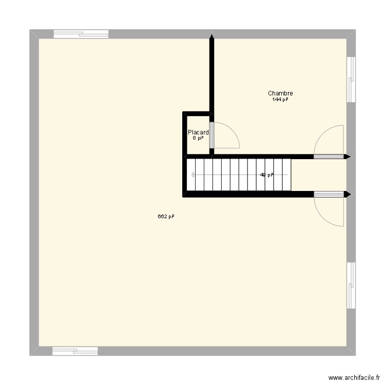 sous-sol maison. Plan de 4 pièces et 80 m2