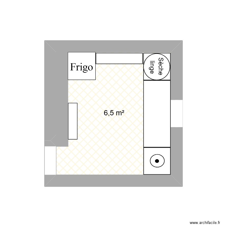 arr cuisine vide. Plan de 1 pièce et 7 m2