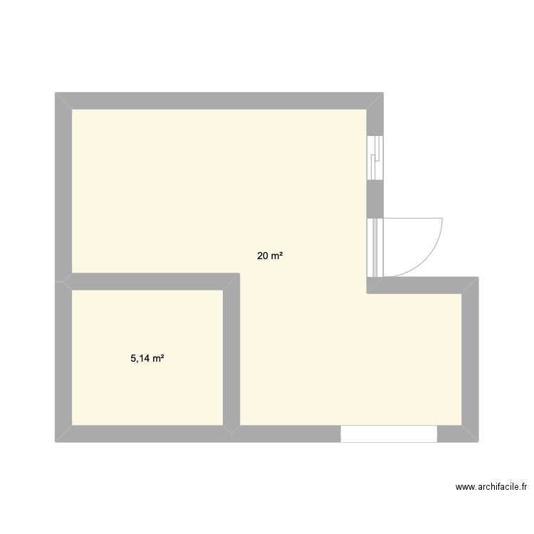 apart entree. Plan de 2 pièces et 25 m2