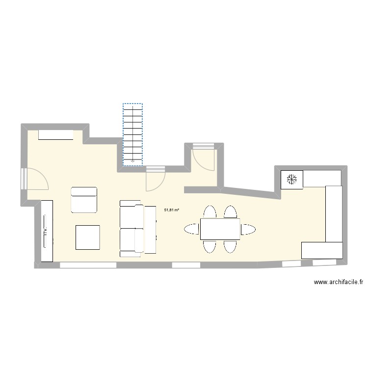 Maison. Plan de 1 pièce et 52 m2