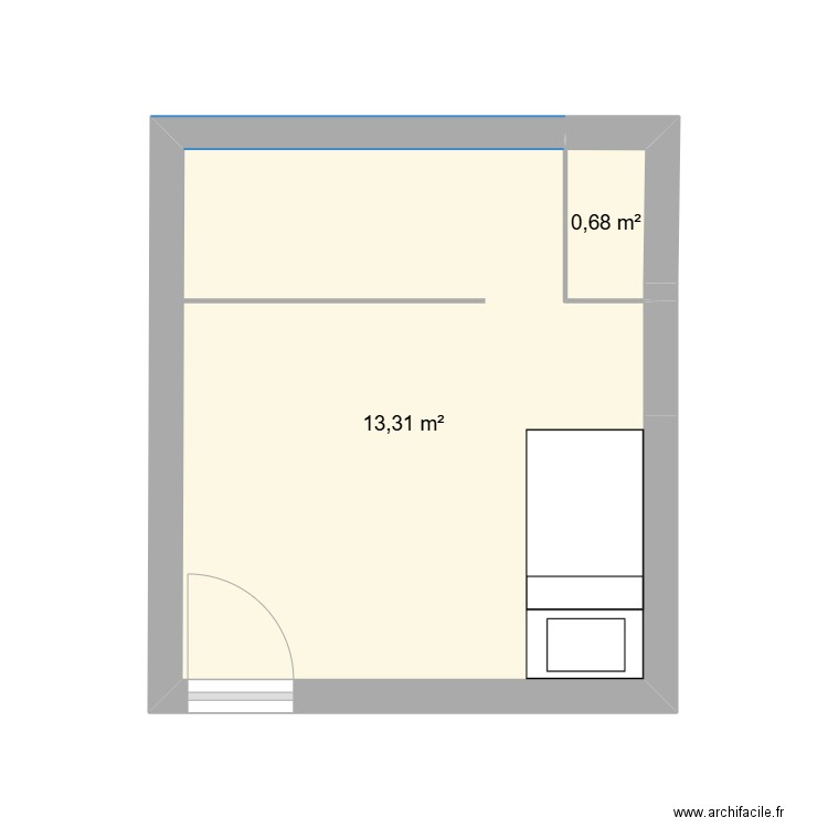 Chambre Emile. Plan de 2 pièces et 14 m2