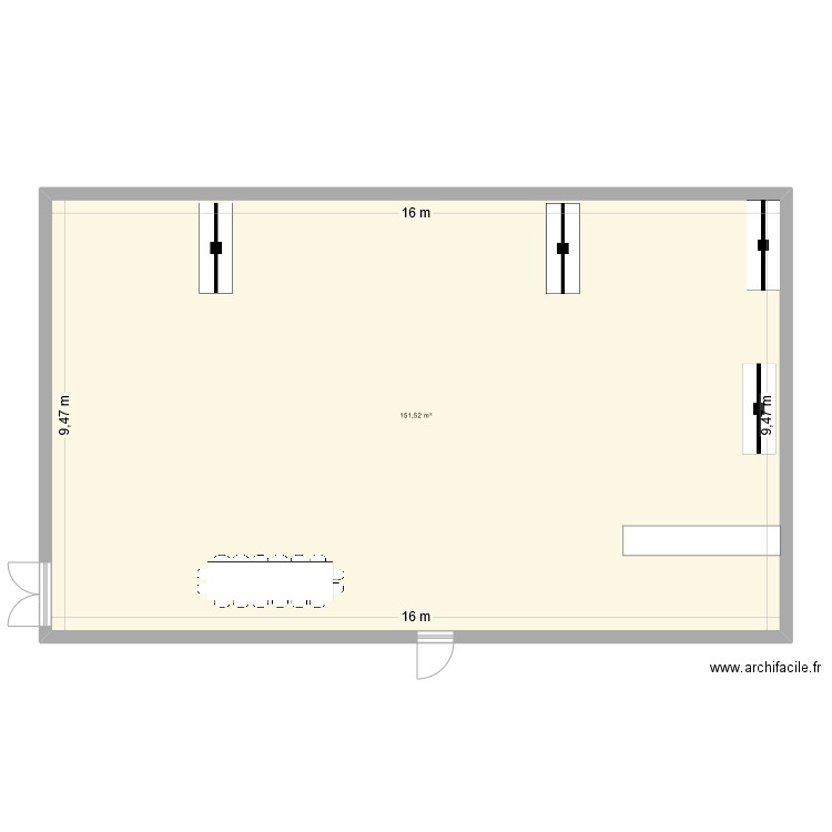 Atelier 1ere. Plan de 1 pièce et 152 m2