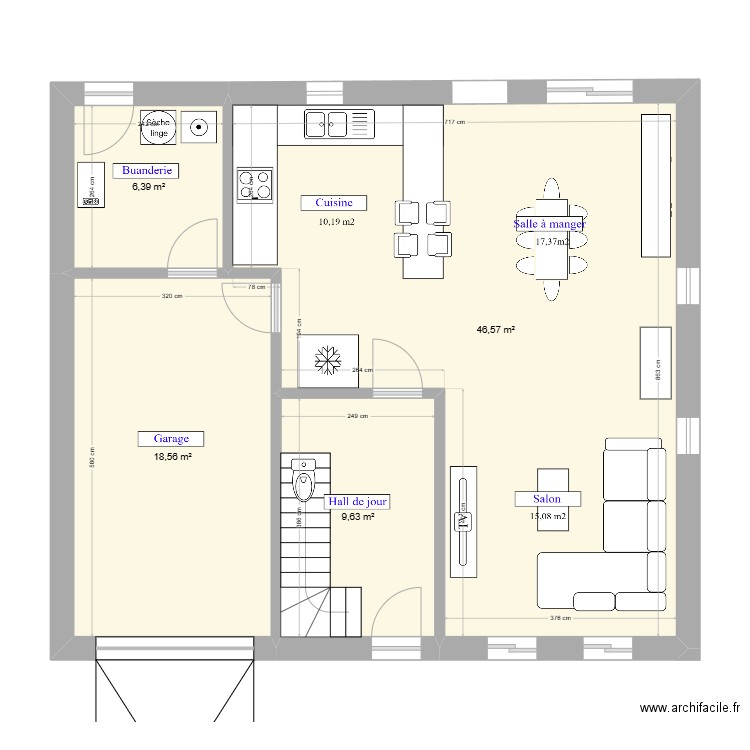 Maison Cheneau. Plan de 4 pièces et 81 m2