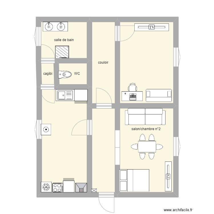 plan intérieur 3. Plan de 5 pièces et 24 m2