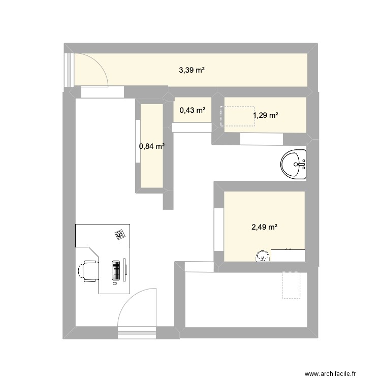 institut 2. Plan de 5 pièces et 8 m2