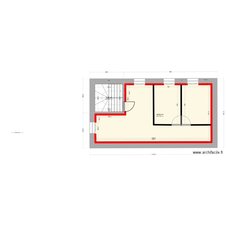 Immeuble Sollies-Toucas 1er étage. Plan de 2 pièces et 55 m2