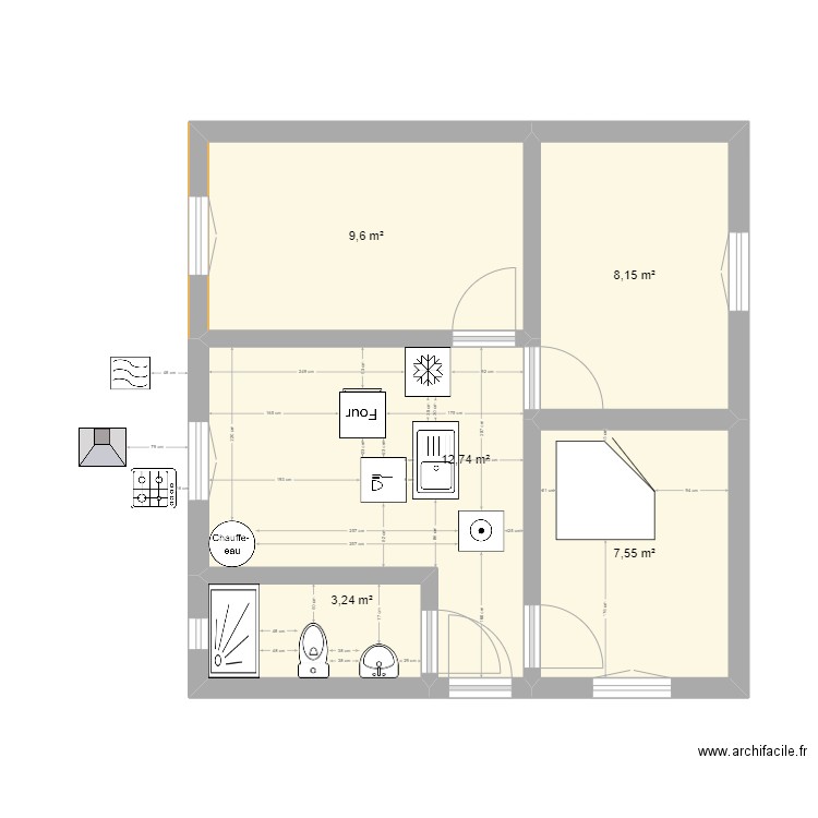 Maison. Plan de 5 pièces et 41 m2